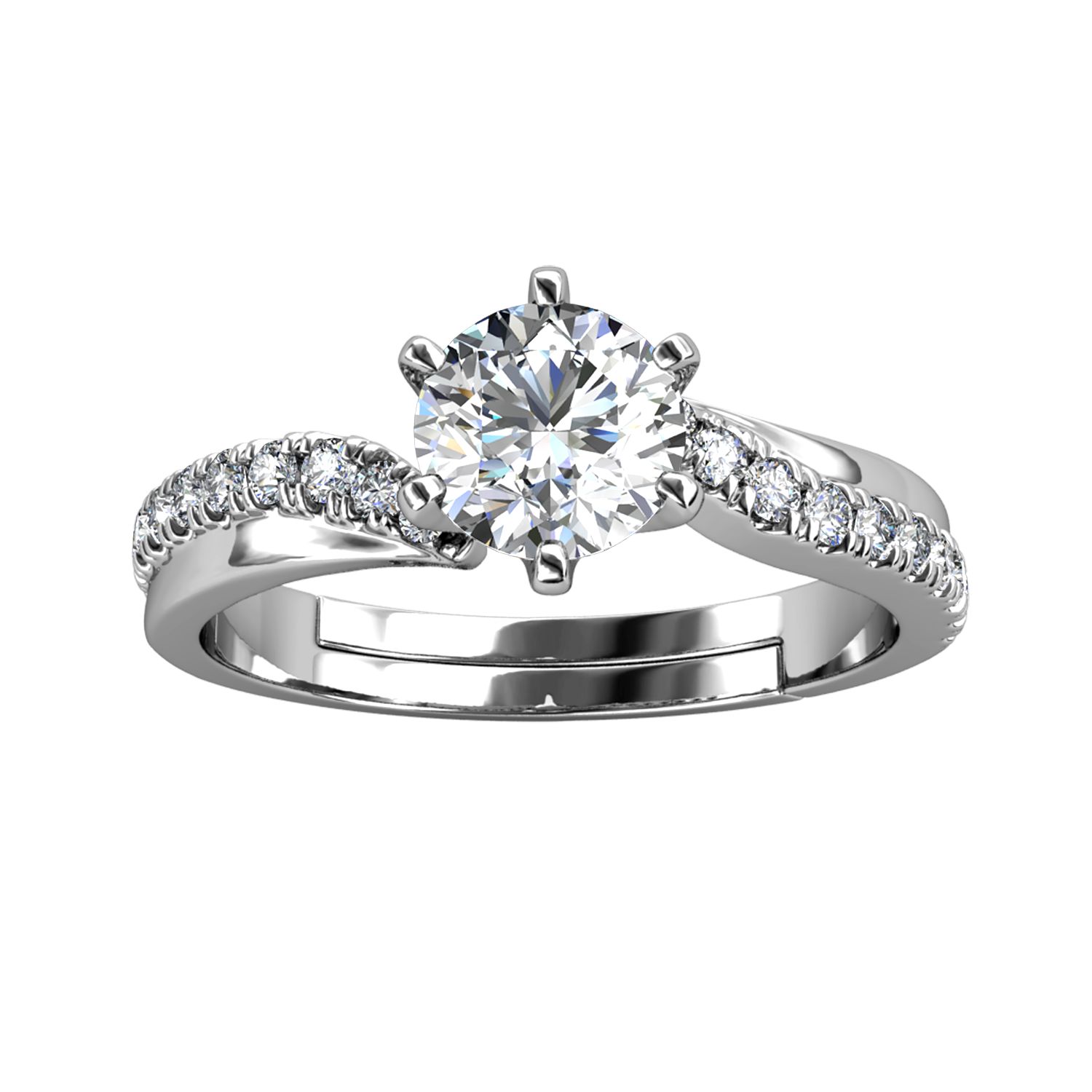 Her Jewellery CELÈSTA Moissanite Diamond - Les Solitaire Ring (White Gold)