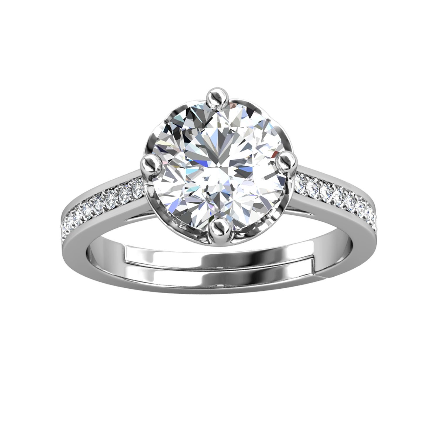 Her Jewellery CELÈSTA Moissanite Diamond - Le Fleur Ring (White Gold)