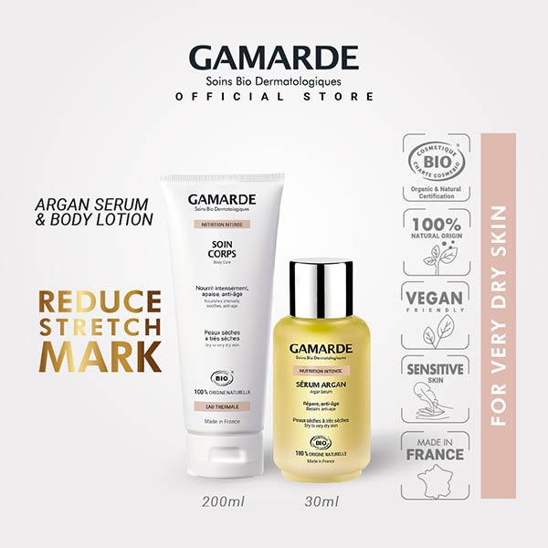 GAMARDE Organic Stretch Mark Treatment Serum Oil and Cream, Suitable for Pregnancy & Breast Feeding