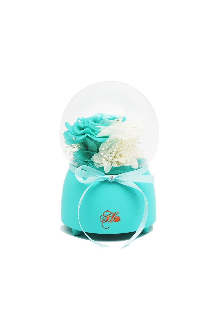 Her Rose Only Love Music Globe (Blue White + Blue)